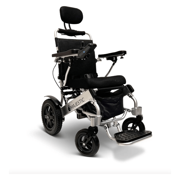 ComfyGo Majestic IQ-9000 Long Range Folding Electric Wheelchair With Optional Auto-Recline Wheelchairs ComfyGo Silver Standard 