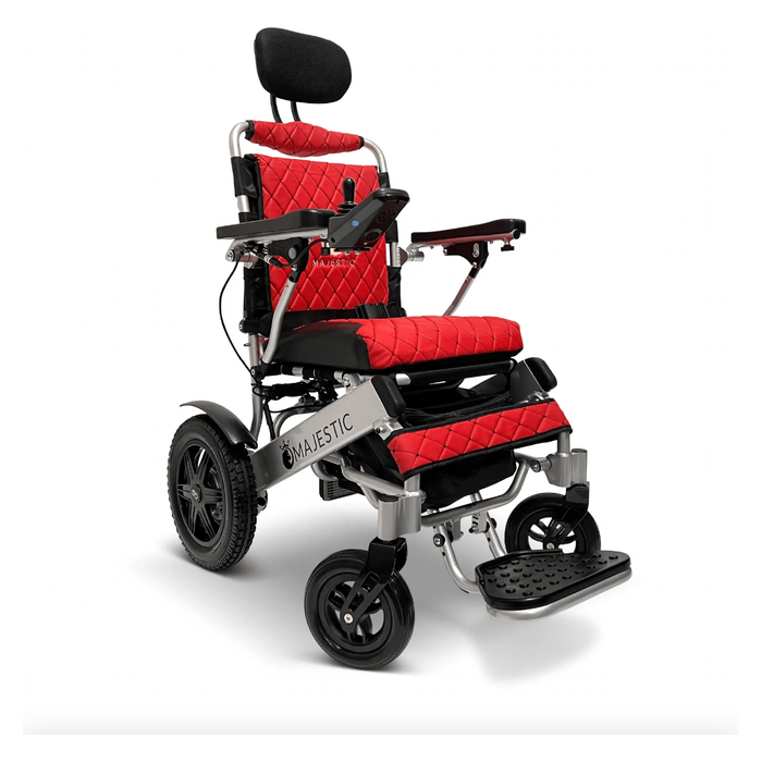 ComfyGo Majestic IQ-9000 Long Range Folding Electric Wheelchair With Optional Auto-Recline Wheelchairs ComfyGo Silver Red (+$100) 