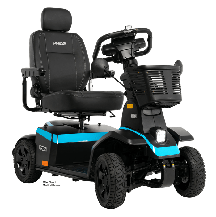 Pride PX4 Full Size 4-Wheel Mobility Scooter Mobility Scooters Pride Mobility Peacock Blue High Back Captain Seat - 18" x 18-20" ($0) 