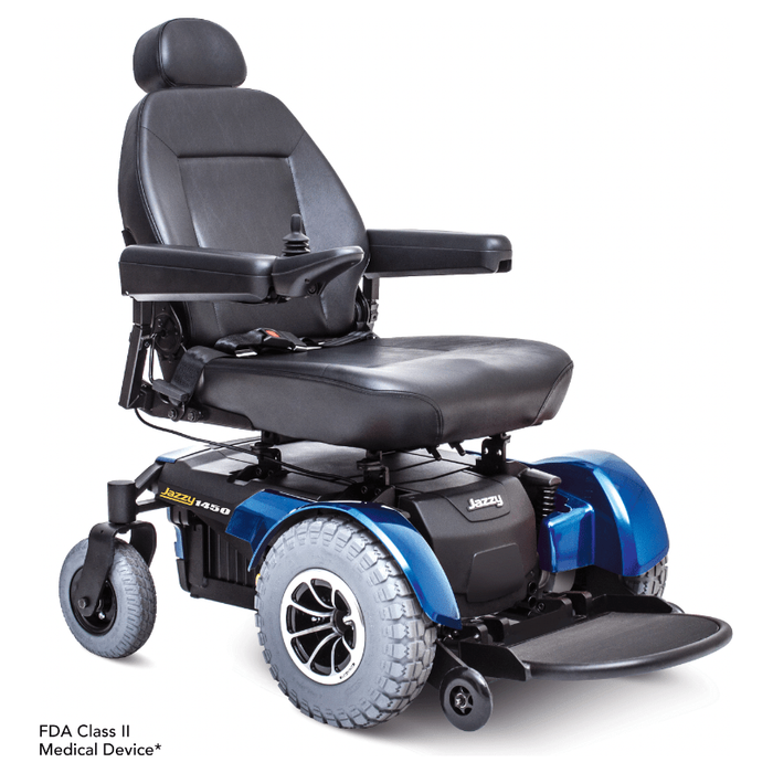 Pride Jazzy 1450 Heavy Duty Power Wheelchair Power Chair Pride Mobility Blue 22" W x 20" D 