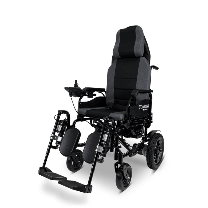 ComfyGo X-9 Remote Controlled Electric Wheelchair With Automatic Recline Wheelchairs ComfyGo Gray  