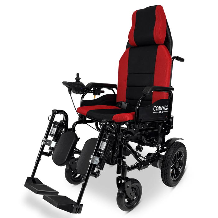ComfyGo X-9 Remote Controlled Electric Wheelchair With Automatic Recline Wheelchairs ComfyGo Red  