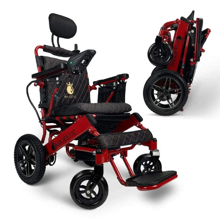 ComfyGo Majestic IQ-8000 Remote Controlled Folding Lightweight Electric Wheelchair Wheelchairs ComfyGo Red Black (+$100) 