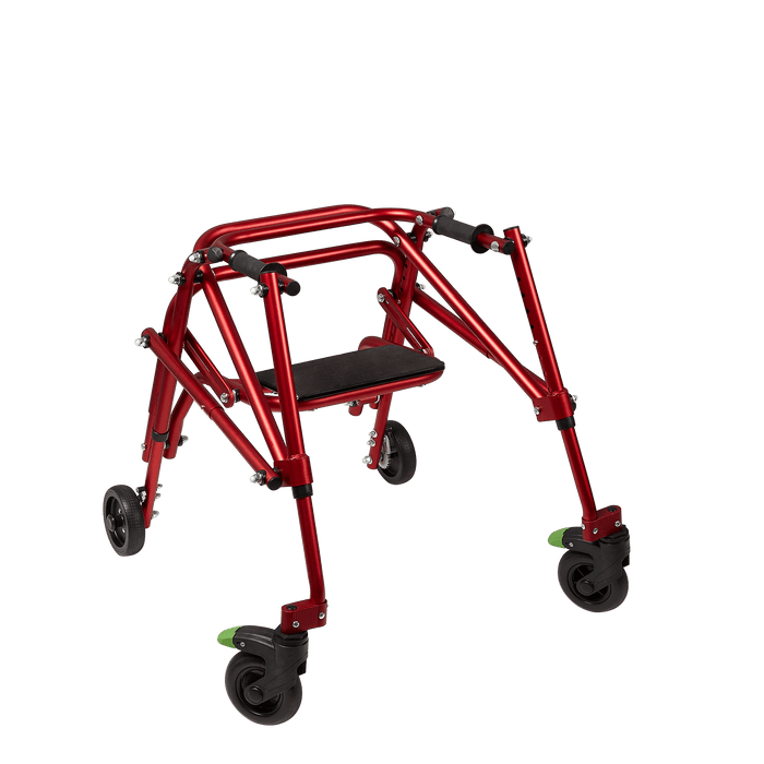 Circle Specialty Klip 4-Wheeled Pediatric Walker Walkers Circle Specialty Small (only comes in red) Standard 5" Wheels With Seat