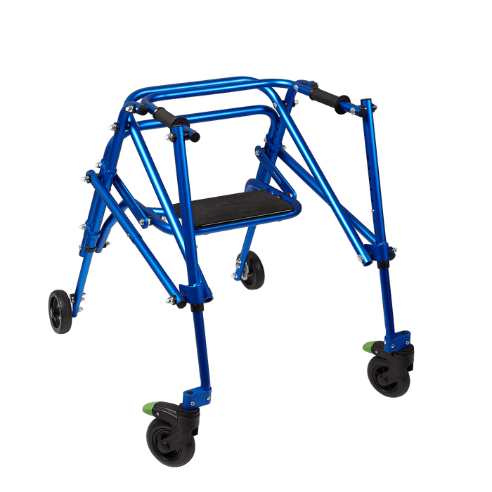 Circle Specialty Klip 4-Wheeled Pediatric Walker Walkers Circle Specialty Medium (only comes in blue) Standard 5" Wheels With Seat