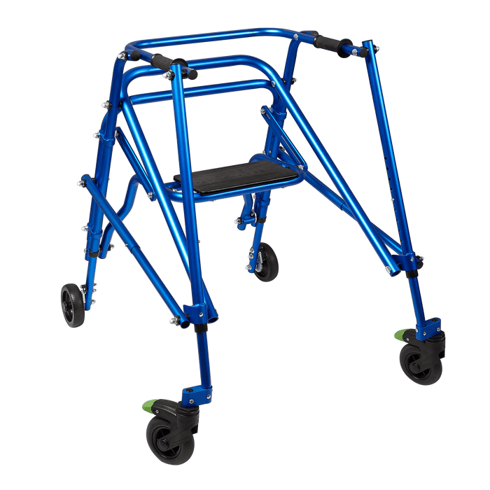 Circle Specialty Klip 4-Wheeled Pediatric Walker Walkers Circle Specialty Large (only comes in blue) Standard 5" Wheels With Seat