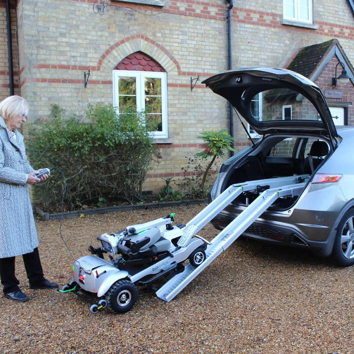 Quingo Flyte Mobility Scooter With MK2 Self Loading Ramp — RestoreMobility