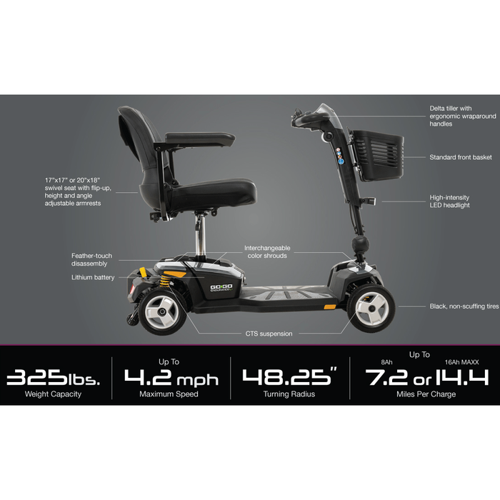 Pride Go Go Endurance Li 4-Wheel Mobility Scooter Mobility Scooters Pride Mobility   