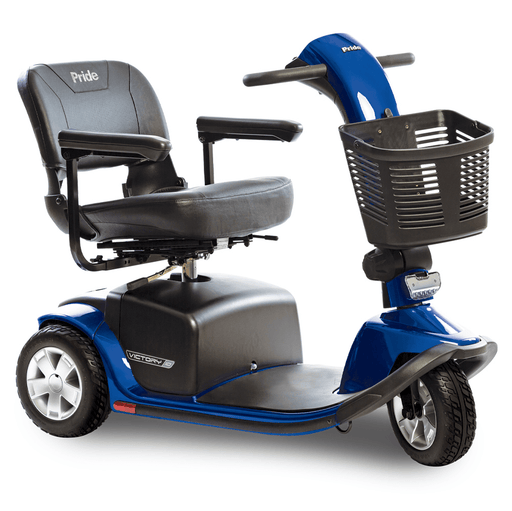 Pride Victory 10 3-Wheel Mobility Scooter Mobility Scooters Pride Mobility Viper Blue Standard U-1 Battery ($0) Standard - 18" W x 17" D ($0)