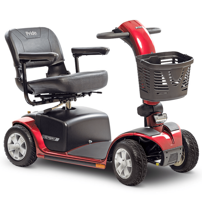 Pride Victory 10 4-Wheel Mobility Scooter Mobility Scooters Pride Mobility Candy Apple Red Standard U-1 Battery ($0) Standard - 18" W X 17" D ($0)