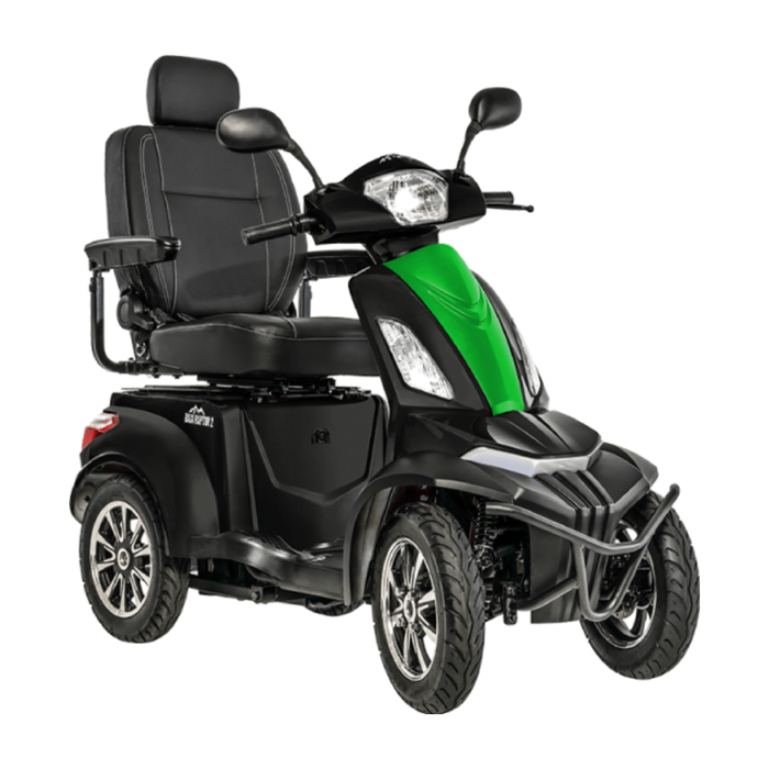 Pride Baja Raptor 2 4-Wheel Outdoor Mobility Scooter Mobility Scooters Pride Mobility Black with Green Machine Panel  