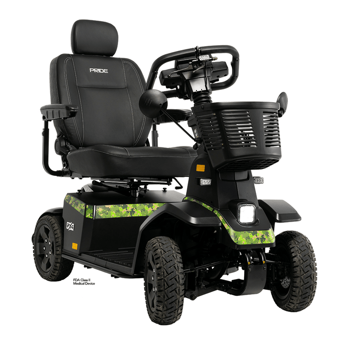 Pride PX4 Full Size 4-Wheel Mobility Scooter Mobility Scooters Pride Mobility Forest Camo High Back Captain Seat - 18" x 18-20" ($0) 