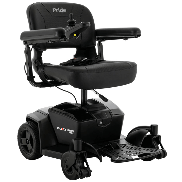Pride Go Chair MED Travel Power Wheelchair Power Chair Pride Mobility 18" W x 17" D x 13" H with 60" lap belt ($0)  