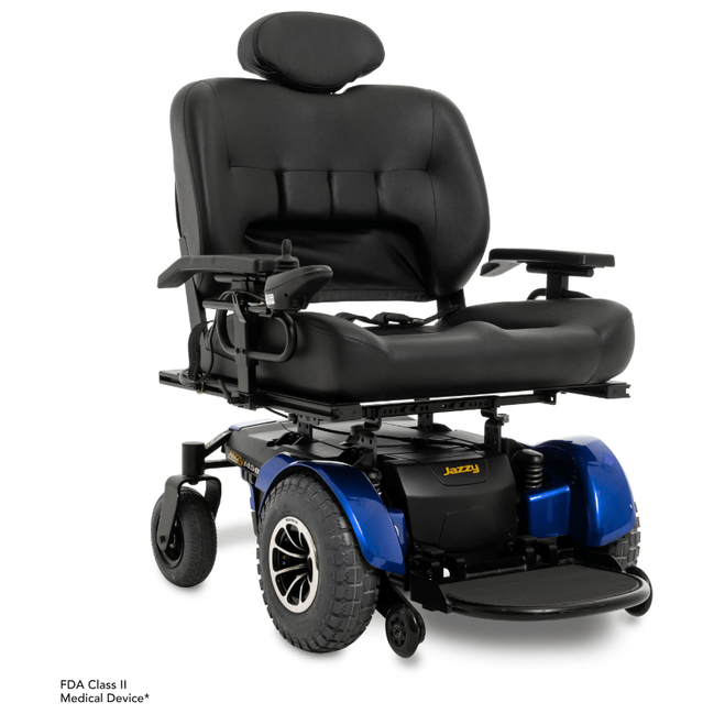 Pride Jazzy 1450 Heavy Duty Power Wheelchair Power Chair Pride Mobility Blue 28" W x 24" D 