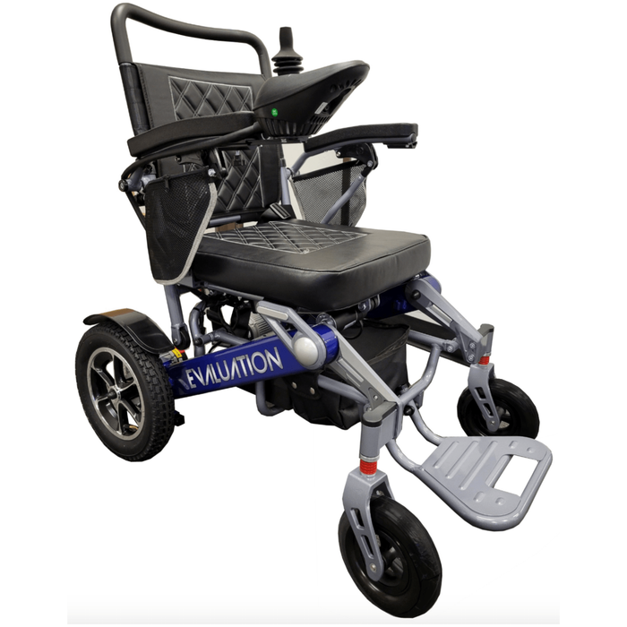 Evolution Auto Fold Lightweight Power Wheelchair Wheelchairs Discover My Mobility Blue