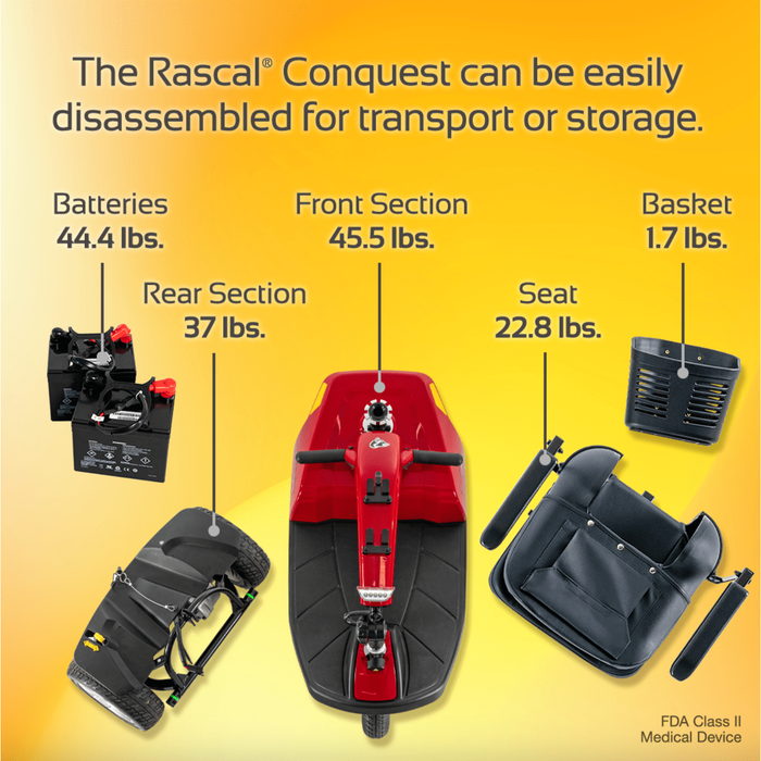 Rascal Conquest 3-Wheel Mobility Scooter by Mega Motion