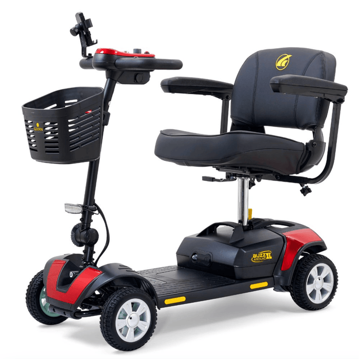 Golden Buzzaround XL 4-Wheel Mobility Scooter GB124-STD Mobility Scooters Golden Technologies Standard (17" W x 14.5" D) Standard 12AH (Up to 9 mile range) Velvet Red