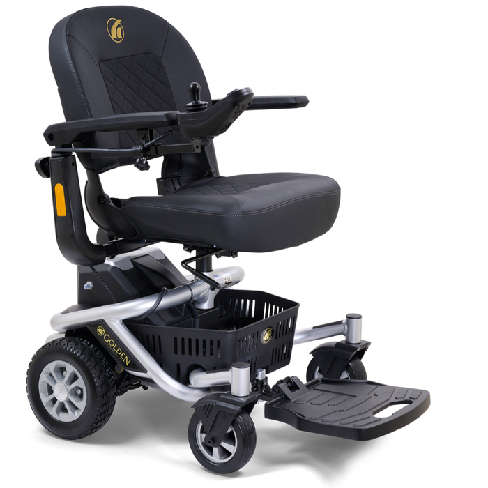 Golden LiteRider Envy Portable Power Wheelchair GP162 Power Chair Golden Technologies Satin Silver Standard 18" x 16"