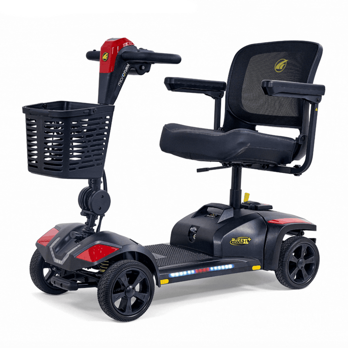 Golden Buzzaround XL+ 4-Wheel Mobility Scooter GB152-XL+ Mobility Scooters Golden Technologies Both Velvet Red and Coastal Blue Shrouds Included Standard Lithium-Ion 12 AH - 9.2 Mile Range