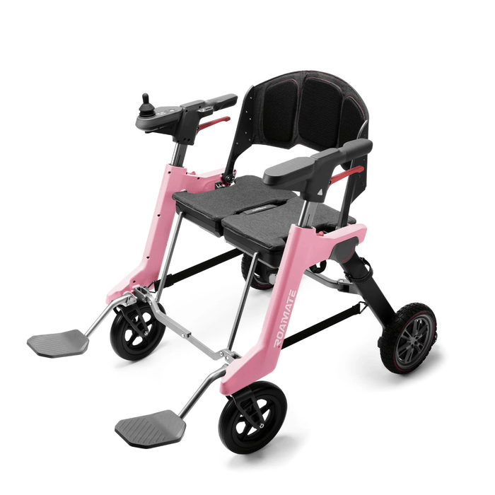 Roamate 3-in-1 Rollator & Electric Wheelchair Walkers Enhance Mobility Pink