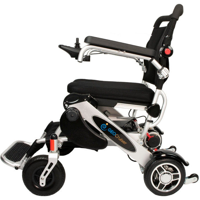 Geo Cruiser Elite EX Lightweight Heavy Duty Foldable Power Chair by Pathway Mobility Wheelchairs Pathway Mobility Silver  