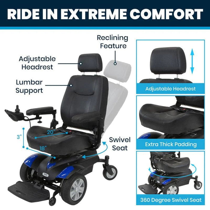 Vive Health Electric Mobility Wheelchair Model V MOB1054BLU Wheelchairs Vive Health   