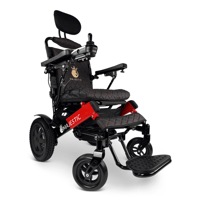 ComfyGo Majestic IQ-9000 Long Range Folding Electric Wheelchair With Optional Auto-Recline Wheelchairs ComfyGo Black & Red Black 