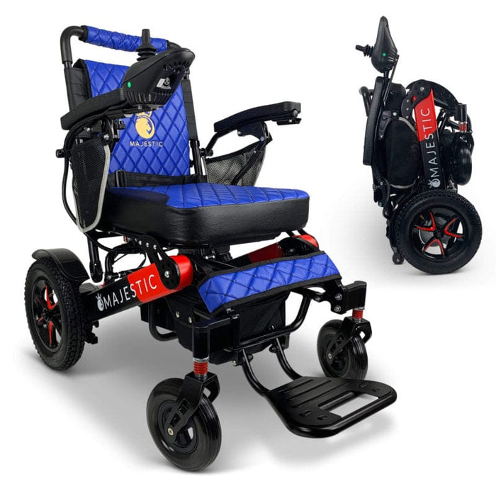 ComfyGo Majestic IQ-7000 Remote Controlled Electric Wheelchair With Optional Auto Fold Wheelchairs ComfyGo Black & Red Blue 