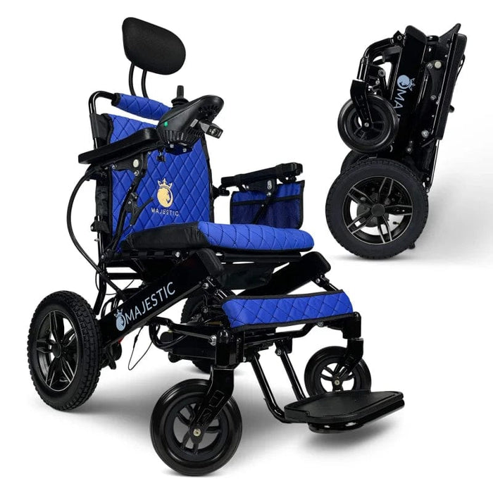 ComfyGo Majestic IQ-8000 Remote Controlled Folding Lightweight Electric Wheelchair Wheelchairs ComfyGo Black Blue (+$100) 