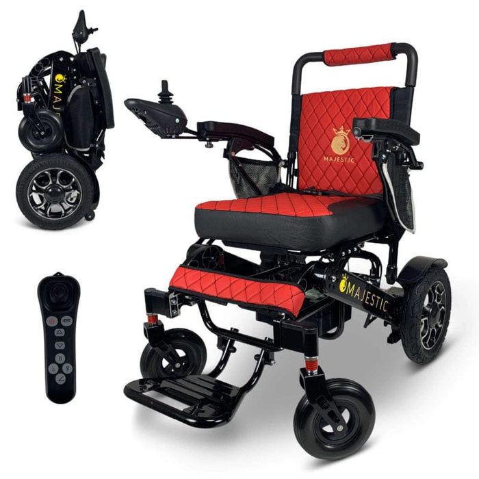 ComfyGo Majestic IQ-7000 Remote Controlled Electric Wheelchair With Optional Auto Fold Wheelchairs ComfyGo Black Red 