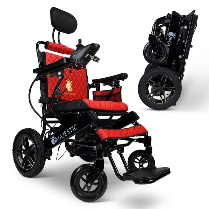 ComfyGo Majestic IQ-8000 Remote Controlled Folding Lightweight Electric Wheelchair Wheelchairs ComfyGo Black Red 
