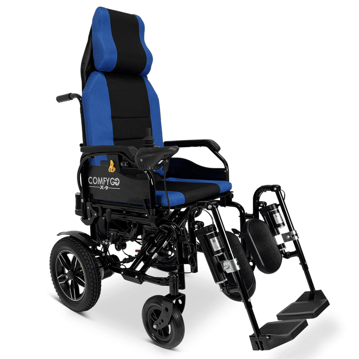 ComfyGo X-9 Remote Controlled Electric Wheelchair With Automatic Recline Wheelchairs ComfyGo Blue  