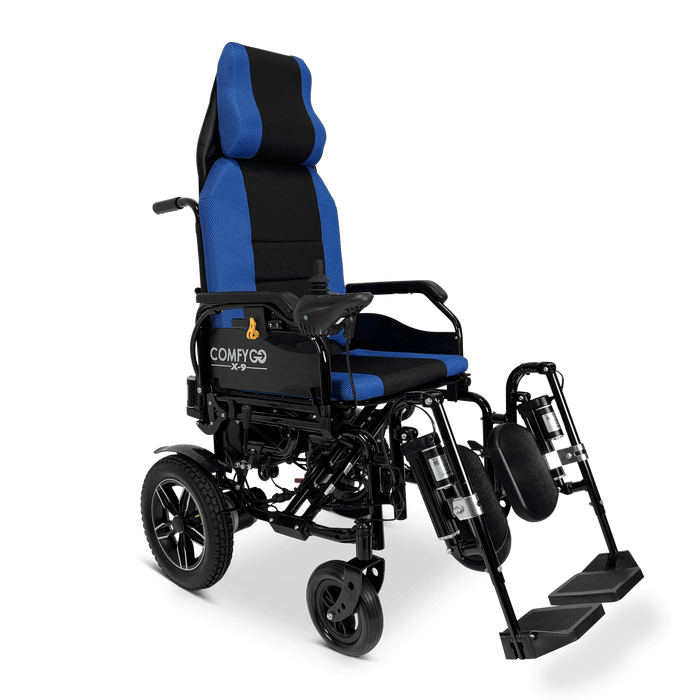 ComfyGo X-9 Remote Controlled Electric Wheelchair With Automatic Recline Wheelchairs ComfyGo Blue  