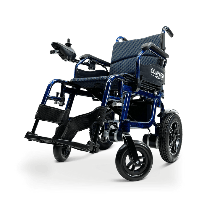 ComfyGo X-6 Lightweight Folding Electric Wheelchair Wheelchairs ComfyGo Blue  