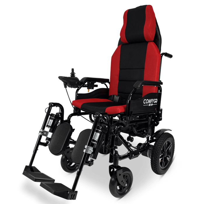 ComfyGo X-9 Remote Controlled Electric Wheelchair With Automatic Recline Wheelchairs ComfyGo Red  