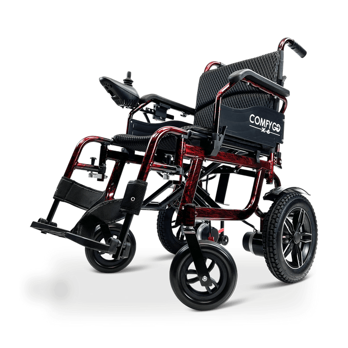 ComfyGo X-6 Lightweight Folding Electric Wheelchair Wheelchairs ComfyGo Red  