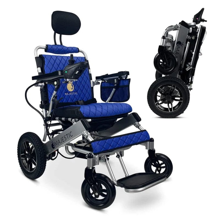 ComfyGo Majestic IQ-8000 Remote Controlled Folding Lightweight Electric Wheelchair Wheelchairs ComfyGo Silver Blue 