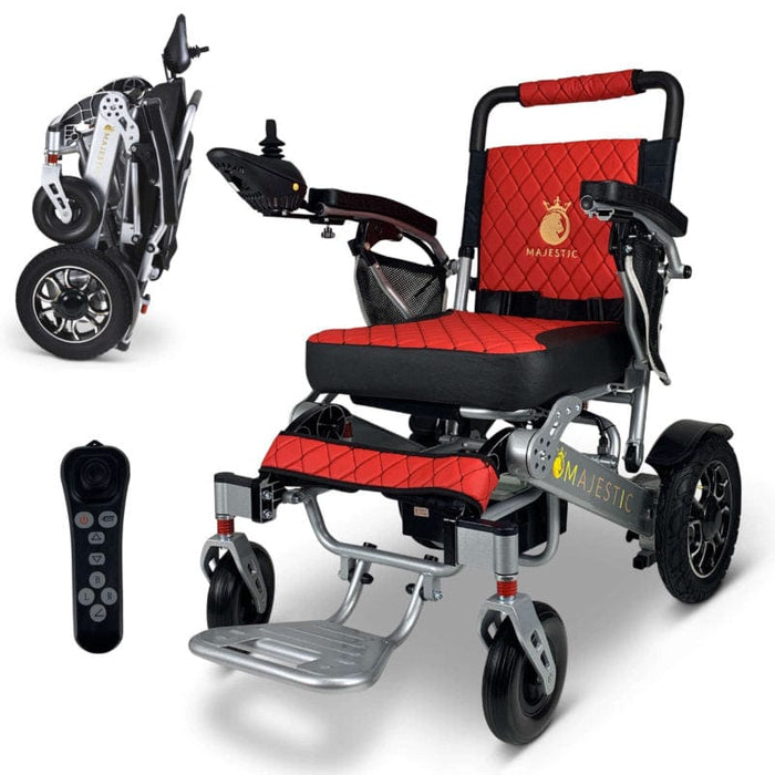 ComfyGo Majestic IQ-7000 Remote Controlled Electric Wheelchair With Optional Auto Fold Wheelchairs ComfyGo Silver Red (+$100) 