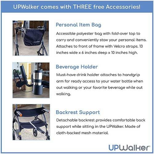 UpWalker Standard Upright Walker Rollator With Seat And Brakes H200 Walkers UpWalker   